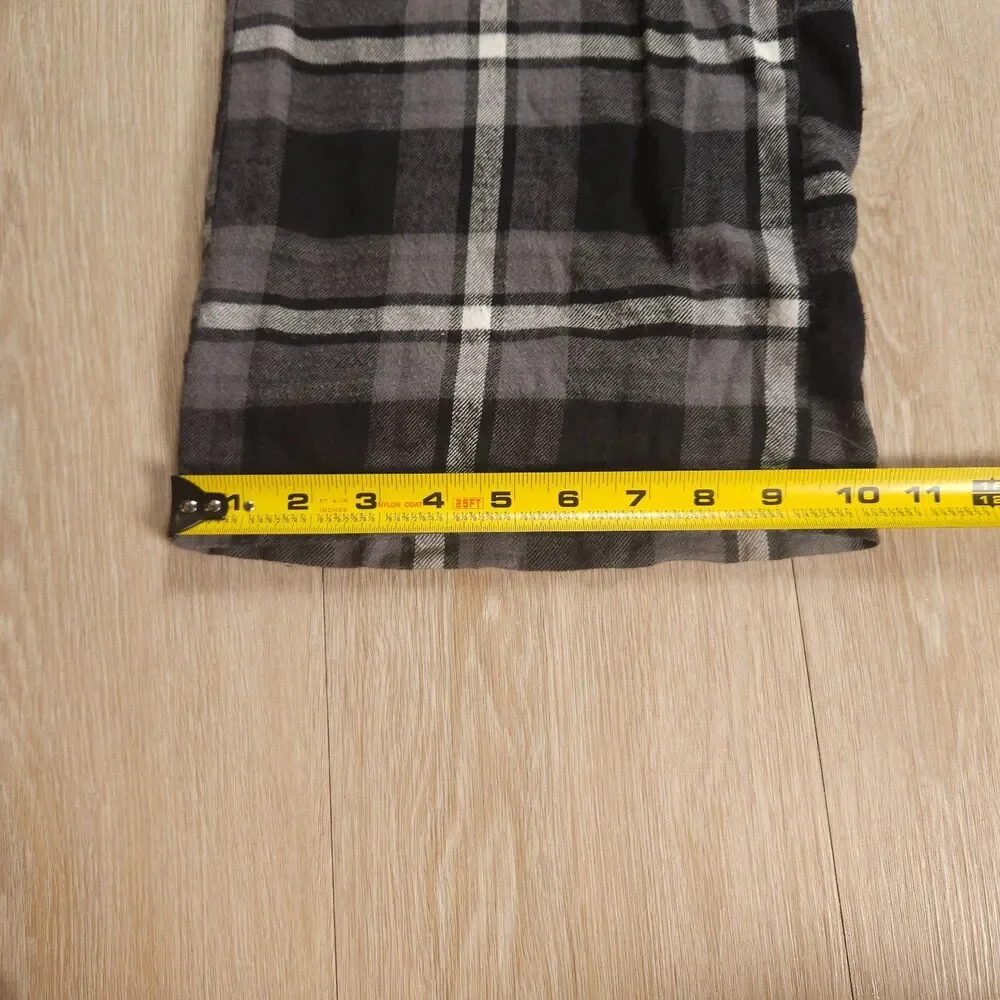 Psycho Bunny Flannel Pajama Pants Mens Large Black Plaid Drawstring Waist